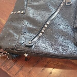 Chic Black Skull Embossed Women's Backpack